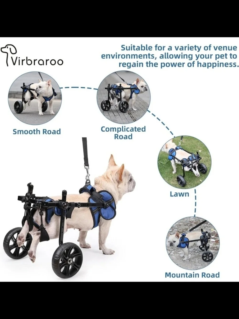 Blue Support Harness for Dogs with Wheelchair Compatibility